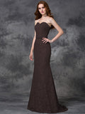 Trumpet/Mermaid Sweetheart Applique Sleeveless Long Satin Bridesmaid Dresses TPP0005296