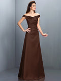 Sheath/Column Off-the-Shoulder Sleeveless Long Satin Bridesmaid Dresses TPP0005332