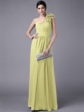 Sheath/Column One-Shoulder Sleeveless Pleats Long Chiffon Bridesmaid Dresses TPP0005498