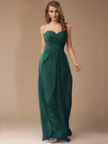 Sheath/Column Sweetheart Sleeveless Long Beading Ruffles Chiffon Bridesmaid Dresses TPP0005772