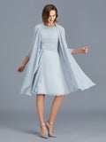 A-Line/Princess Scoop Ruffles Chiffon Knee-Length Sleeveless Mother of the Bride Dresses TPP0007224