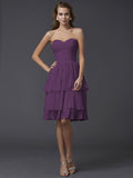 Sheath/Column Sweetheart Sleeveless Short Chiffon Bridesmaid Dresses TPP0005867