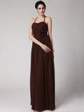 Sheath/Column Halter Sleeveless Hand-Made Flower Long Chiffon Bridesmaid Dresses TPP0005817