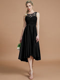 A-Line/Princess Bateau Sleeveless Ruffles Asymmetrical Silk like Satin Bridesmaid Dresses TPP0005019