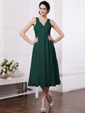 Sheath/Column V-neck Sleeveless Beading Applique Short Chiffon Bridesmaid Dresses TPP0005535