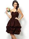 A-Line/Princess Sweetheart Bowknot Sleeveless Short Taffeta Bridesmaid Dresses TPP0005449