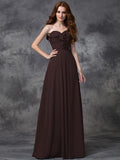 A-line/Princess Sweetheart Ruffles Sleeveless Long Chiffon Bridesmaid Dresses TPP0005598