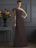 Sheath/Column One-Shoulder Sleeveless Pleats Long Elastic Woven Satin Bridesmaid Dresses TPP0005615