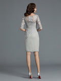 Sheath/Column Scoop 1/2 Sleeves Chiffon Short/Mini Mother of the Bride Dresses TPP0007163