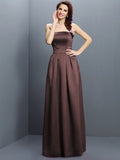 Sheath/Column Strapless Sleeveless Long Satin Bridesmaid Dresses TPP0005853