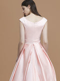 A-Line/Princess Bateau Sleeveless Asymmetrical Ruffles Satin Bridesmaid Dresses TPP0005281