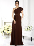 A-Line/Princess One-Shoulder Ruffles Sleeveless Long Chiffon Bridesmaid Dresses TPP0005058