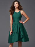 A-Line/Princess Scoop Ruffles Sleeveless Short Taffeta Bridesmaid Dresses TPP0005721