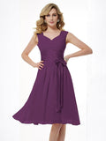 A-Line/Princess Straps Sleeveless Pleats Short Chiffon Bridesmaid Dresses TPP0005096