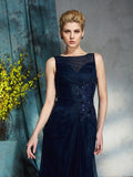 Sheath/Column Bateau Applique Sleeveless Long Net Mother of the Bride Dresses TPP0007349