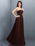 A-Line/Princess Sweetheart Pleats Sleeveless Long Chiffon Bridesmaid Dresses TPP0005405