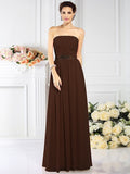 A-Line/Princess Strapless Pleats Sleeveless Long Chiffon Bridesmaid Dresses TPP0005716