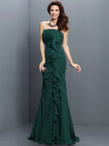 Trumpet/Mermaid Strapless Pleats Sleeveless Long Chiffon Bridesmaid Dresses TPP0005428