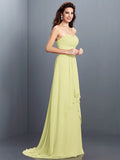 A-Line/Princess Sweetheart Pleats Sleeveless Long Chiffon Bridesmaid Dresses TPP0005681