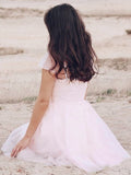 A-Line/Princess Tulle Beading Strapless Short Sleeves Short/Mini Dresses TPP0004845