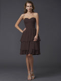 Sheath/Column Sweetheart Sleeveless Short Chiffon Bridesmaid Dresses TPP0005867