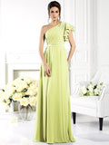 A-Line/Princess One-Shoulder Ruffles Sleeveless Long Chiffon Bridesmaid Dresses TPP0005058