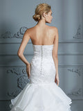 Trumpet/Mermaid Sweetheart Sleeveless Ruffles Sweep/Brush Train Organza Wedding Dresses TPP0006298