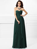 A-Line/Princess Sweetheart Pleats Ruffles Sleeveless Long Chiffon Bridesmaid Dresses TPP0003265