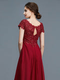 A-Line/Princess V-neck Short Sleeves Ruffles Chiffon Floor-Length Mother of the Bride Dresses TPP0007213