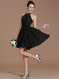 A-Line/Princess Halter Sleeveless Lace Short/Mini Chiffon Bridesmaid Dresses TPP0005132