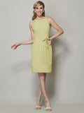 Sheath/Column Scoop Sleeveless Short Chiffon Bridesmaid Dresses TPP0005508