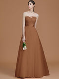 A-Line/Princess Bateau Sleeveless Floor-Length Applique Tulle Bridesmaid Dresses TPP0005365