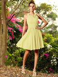 A-Line/Princess Scoop Hand-Made Flower Sleeveless Short Chiffon Bridesmaid Dresses TPP0005194