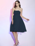 A-Line/Princess Strapless Sleeveless Hand-Made Flower Short Net Bridesmaid Dresses TPP0005221