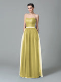 A-Line/Princess Sweetheart Ruffles Sleeveless Long Net Bridesmaid Dresses TPP0005472