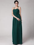 Sheath/Column Halter Sleeveless Hand-Made Flower Long Chiffon Bridesmaid Dresses TPP0005817