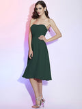 A-Line/Princess Strapless Sleeveless Pleats Short Chiffon Bridesmaid Dresses TPP0005750