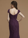 A-Line/Princess Bateau Sleeveless Floor-Length Lace Chiffon Bridesmaid Dresses