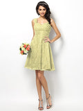 A-Line/Princess Straps Lace Sleeveless Short Bridesmaid Dresses TPP0005042