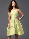 A-Line/Princess Scoop Ruffles Sleeveless Short Taffeta Bridesmaid Dresses TPP0005721