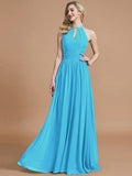 A-Line/Princess Chiffon Scoop Sleeveless Floor-Length Bridesmaid Dresses TPP0005219