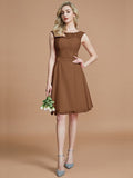 A-Line/Princess Bateau Sleeveless Lace Short/Mini Chiffon Bridesmaid Dresses TPP0005467