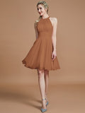 A-Line/Princess Chiffon Knee-Length Sleeveless Scoop Bridesmaid Dresses TPP0005275