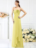 A-Line/Princess Strapless Hand-Made Flower Sleeveless Long Chiffon Bridesmaid Dresses TPP0005590