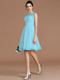 A-Line/Princess Sweetheart Sleeveless Lace Short/Mini Chiffon Bridesmaid Dresses TPP0005413