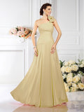 A-Line/Princess One-Shoulder Pleats Sleeveless Long Chiffon Bridesmaid Dresses TPP0005496