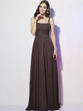 Sheath/Column Spaghetti Straps Sleeveless Pleats Long Chiffon Bridesmaid Dresses TPP0005447