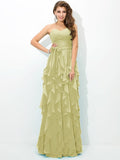 A-Line/Princess Sweetheart Layers Sleeveless Long Chiffon Bridesmaid Dresses TPP0005233