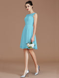 A-Line/Princess Bateau Sleeveless Lace Short/Mini Chiffon Bridesmaid Dresses TPP0005679