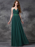 A-line/Princess Sweetheart Ruched Sleeveless Long Chiffon Bridesmaid Dresses TPP0005563